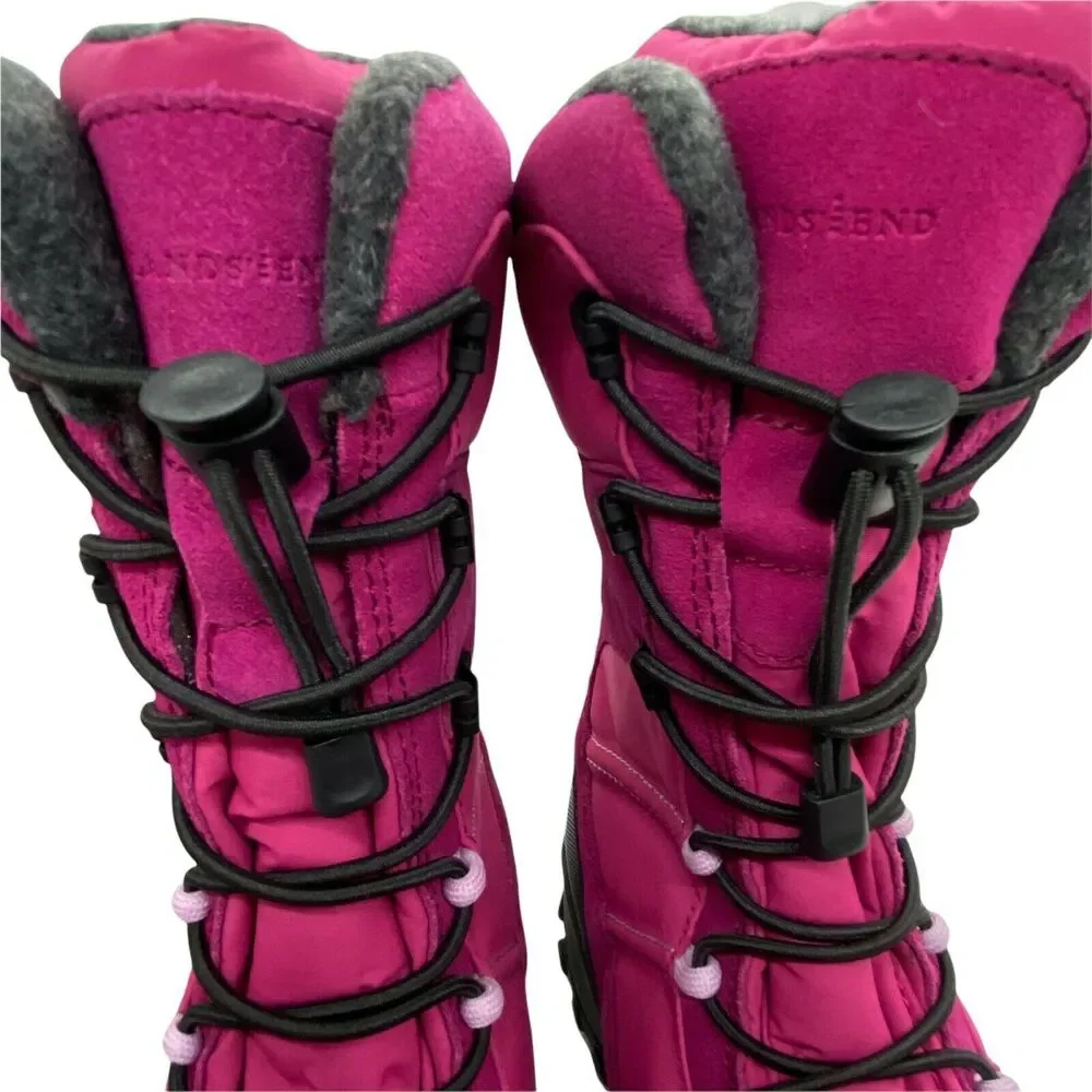 Lands End Winter Boots Women’s 30525 Pink Laceup Round Toe Mid Calf size 6M NWOT